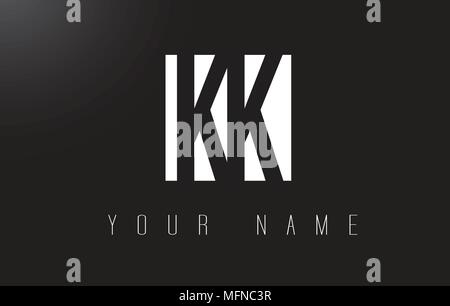 KK Letter Logo With Black and White Letters Negative Space Design. Stock Vector
