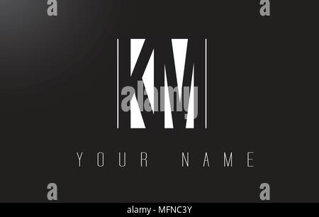 KM Letter Logo With Black and White Letters Negative Space Design. Stock Vector