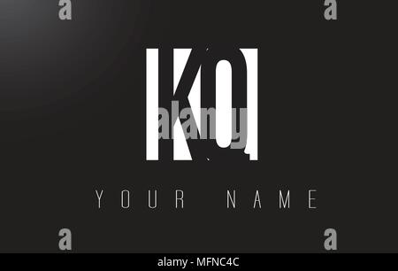 KQ Letter Logo With Black and White Letters Negative Space Design. Stock Vector