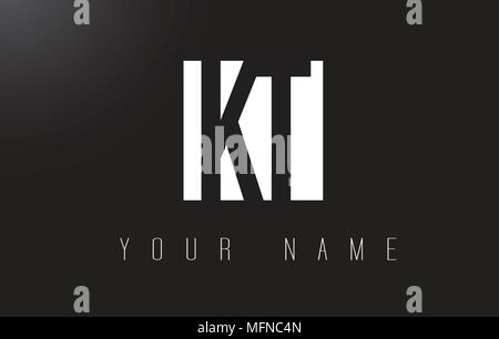 KT Letter Logo With Black and White Letters Negative Space Design. Stock Vector