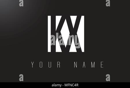 KX Letter Logo With Black and White Letters Negative Space Design. Stock Vector