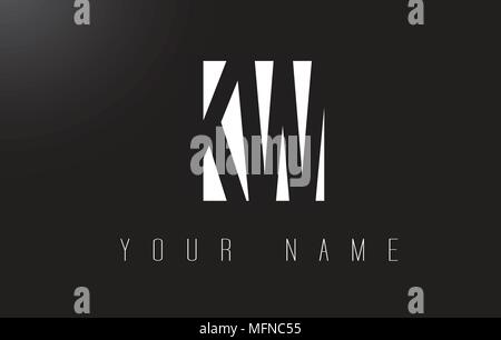 KW Letter Logo With Black and White Letters Negative Space Design. Stock Vector