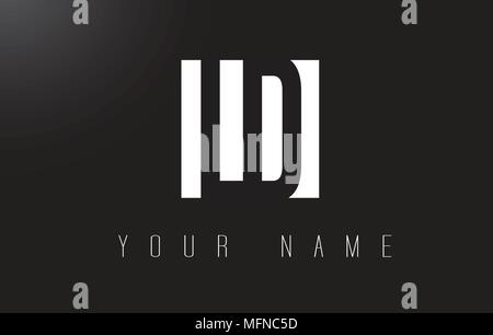 LD Letter Logo With Black and White Letters Negative Space Design. Stock Vector