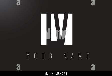 LV Letter Logo With Black and White Letters Negative Space Design. Stock Vector
