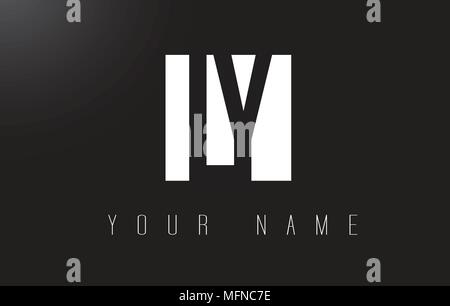 LY Letter Logo With Black and White Letters Negative Space Design. Stock Vector
