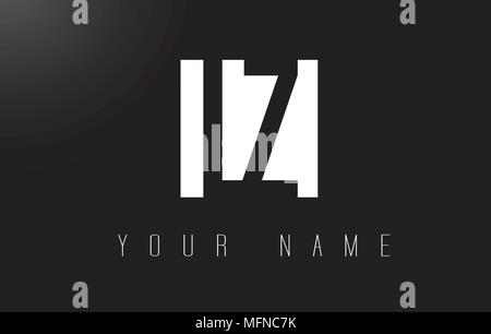LZ Letter Logo With Black and White Letters Negative Space Design. Stock Vector