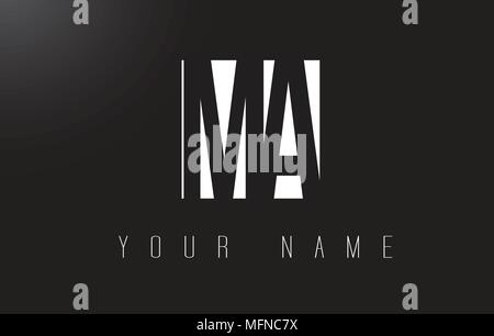 MA Letter Logo With Black and White Letters Negative Space Design. Stock Vector