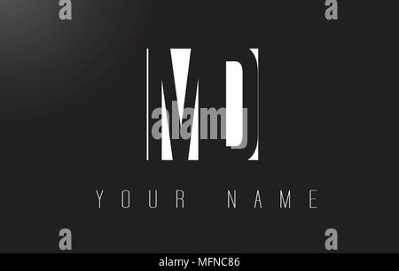 MD Letter Logo With Black and White Letters Negative Space Design. Stock Vector