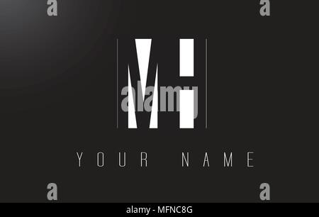 MH Letter Logo With Black and White Letters Negative Space Design. Stock Vector