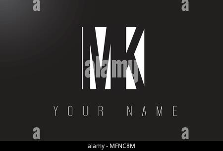 MK Letter Logo With Black and White Letters Negative Space Design. Stock Vector