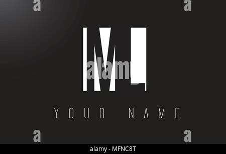 ML Letter Logo With Black and White Letters Negative Space Design. Stock Vector