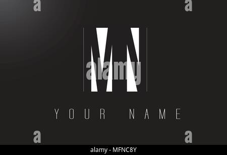 MN Letter Logo With Black and White Letters Negative Space Design. Stock Vector