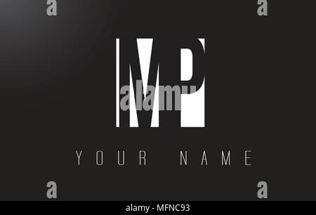 MP Letter Logo With Black and White Letters Negative Space Design. Stock Vector