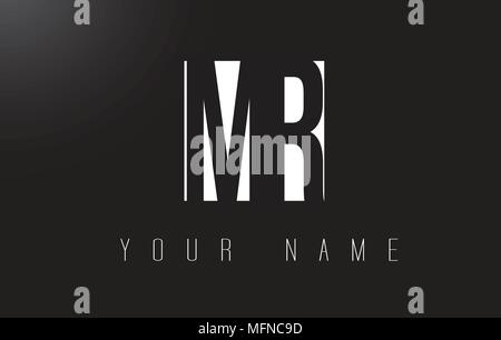 MR Letter Logo With Black and White Letters Negative Space Design. Stock Vector