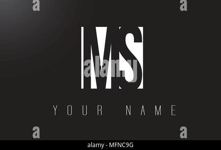 MS Letter Logo With Black and White Letters Negative Space Design. Stock Vector
