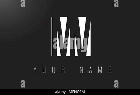 MV Letter Logo With Black and White Letters Negative Space Design. Stock Vector