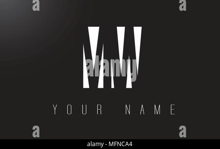MW Letter Logo With Black and White Letters Negative Space Design. Stock Vector