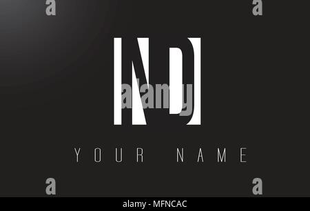 ND Letter Logo With Black and White Letters Negative Space Design. Stock Vector