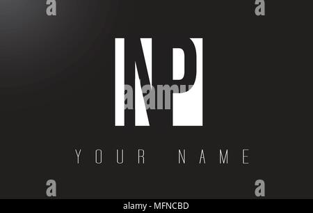 NP Letter Logo With Black and White Letters Negative Space Design. Stock Vector