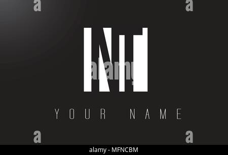 NT Letter Logo With Black and White Letters Negative Space Design. Stock Vector