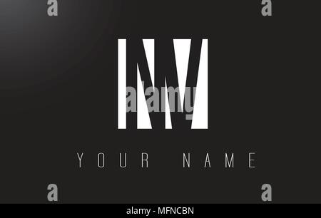 NV Letter Logo With Black and White Letters Negative Space Design. Stock Vector
