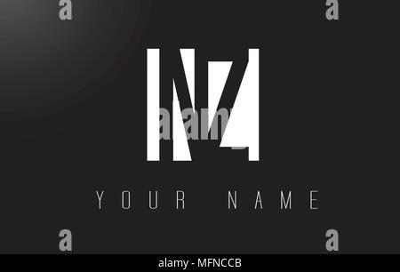 NZ Letter Logo With Black and White Letters Negative Space Design. Stock Vector