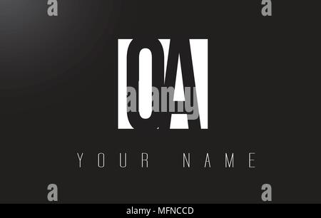 OA Letter Logo With Black and White Letters Negative Space Design. Stock Vector