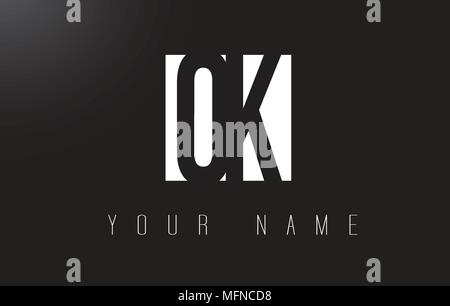 OK Letter Logo With Black and White Letters Negative Space Design. Stock Vector