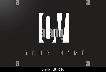 OV Letter Logo With Black and White Letters Negative Space Design. Stock Vector