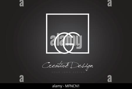 GC Square Framed Letter Logo Design Vector with Black and White Colors ...
