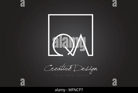 QA Square Framed Letter Logo Design Vector with Black and White Colors. Stock Vector