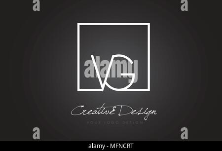 VG Square Framed Letter Logo Design Vector with Black and White Colors ...