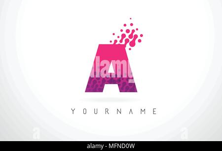 YL Y L Letter Logo with Pink Purple Color and Particles Dots