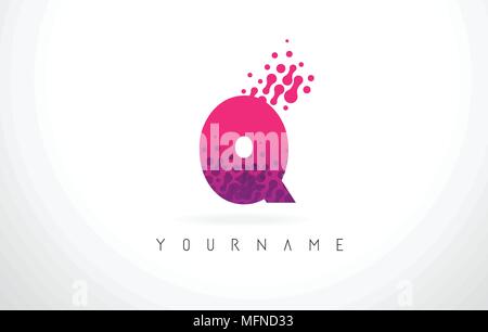 A Letter Logo with Pink Letters and Purple Color Particles Dots Design ...