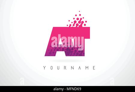 AS A S Letter Logo with Pink Letters and Purple Color Particles Dots ...