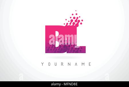 BL B L Dots Letter Logo Design with White Magenta Bubble Circles and ...