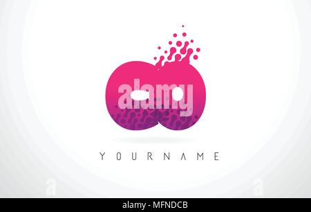 CO C O Dots Letter Logo with Purple Pink Magenta Bubbles Texture Vector ...