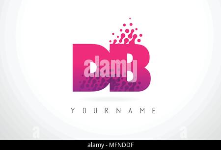 DB D B Dots Letter Logo with Purple Pink Magenta Bubbles Texture Vector ...