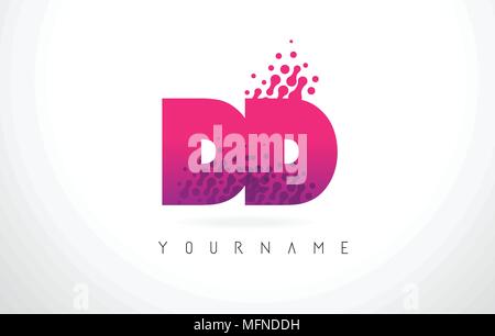 DD D D Dots Letter Logo with Purple Pink Magenta Bubbles Texture Vector ...