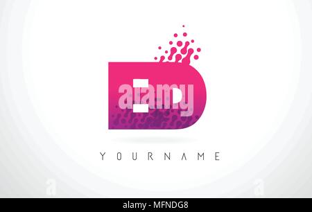 Purple Pink ED E D Letter Logo Design with Ink Watercolor Splash Spill ...