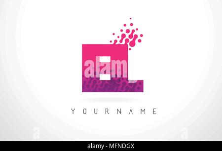 EL E L Purple Letter Logo Design with Creative Liquid Effect Flowing ...