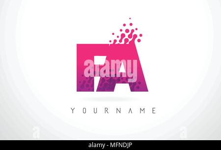 FA F A white and pink Letter Logo with White Swoosh, dots and curved ...