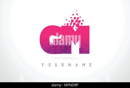 Gm g m dots letter logo with purple bubbles Vector Image