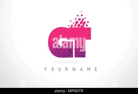 GT G T Purple Letter Logo Design with Creative Liquid Effect Flowing ...