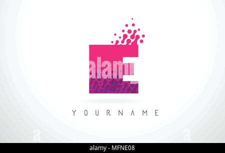 IE I E Dots Letter Logo with Purple Pink Magenta Bubbles Texture Vector ...