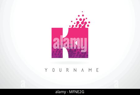KI K I Dots Letter Logo with Purple Pink Magenta Bubbles Texture Vector ...