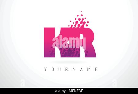 KR K R Dots Letter Logo with Purple Pink Magenta Bubbles Texture Vector ...