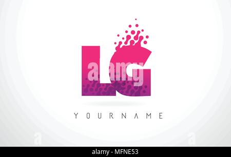 LG L G Dots Letter Logo with Purple Pink Magenta Bubbles Texture Vector ...