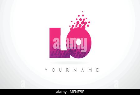 LO L O Dots Letter Logo with Purple Pink Magenta Bubbles Texture Vector ...