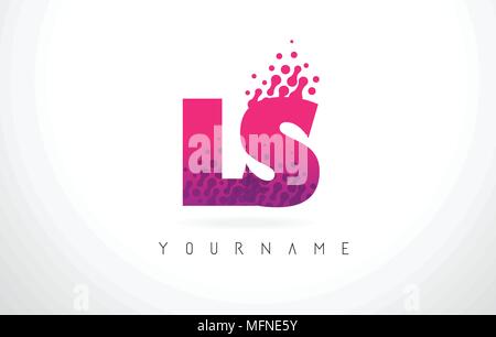 LS L S Dots Letter Logo with Purple Pink Magenta Bubbles Texture Vector ...